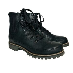 Like New Chaco Fields Lace Up Chelsea Boots Black Leather Size 9